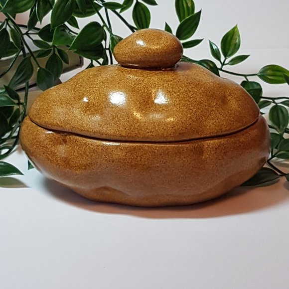 Vintage 70s 80s Ceramic Potato Sour Cream Serving Dish With Lid Retro Kitchen - Picture 7 of 10